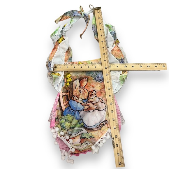 NEW Infant Girls Easter Rabbit Romper Onsie Fly Sleeve Ruffles Backless Bodysuit - Picture 4 of 5